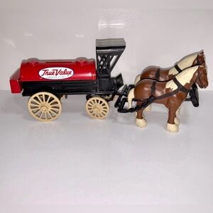 Vintage 1990 ERTL #7624 True Value Hardware Horse & Wagon Die-Cast Bank #9